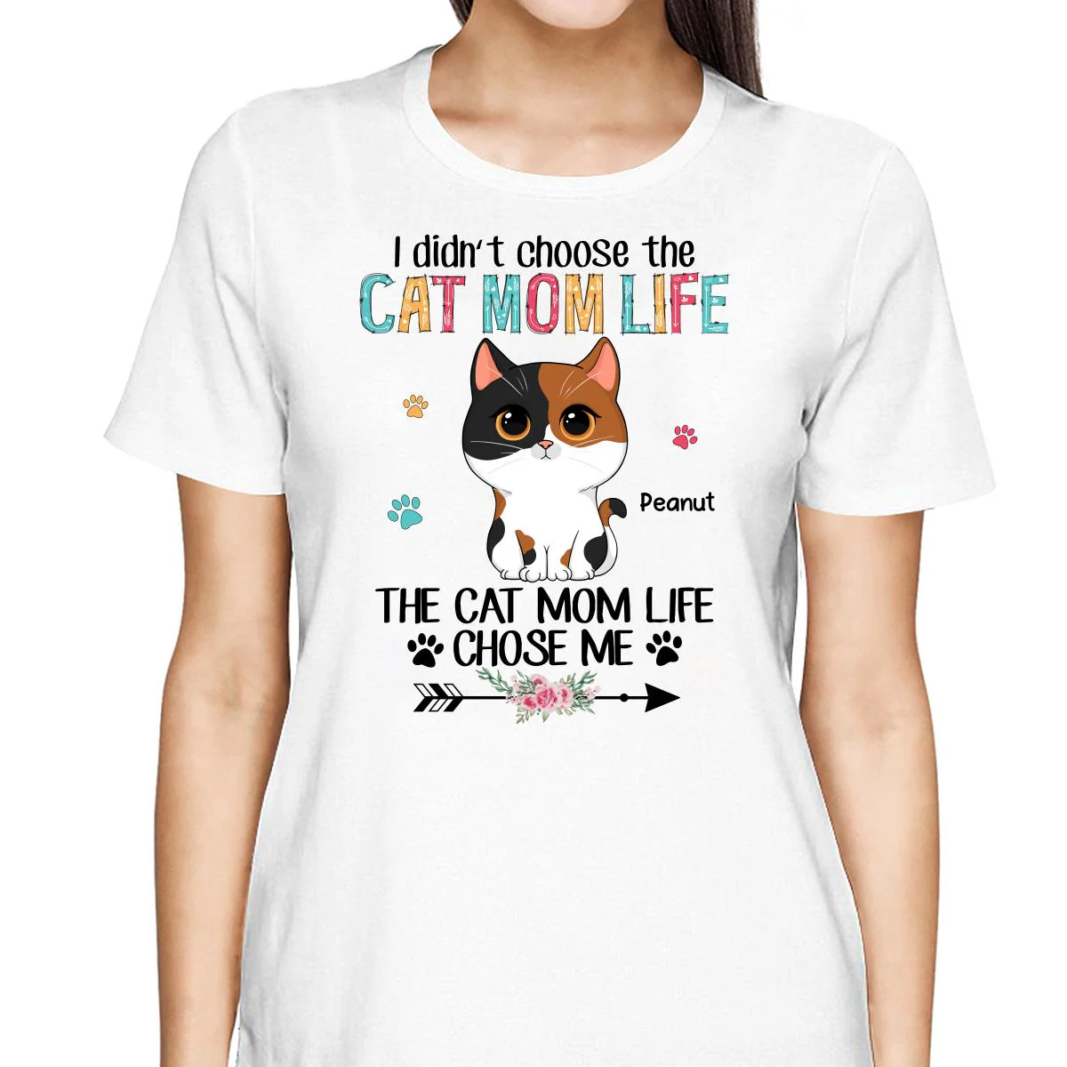 Cat Mom Life Chose Me Cute Cat Vector Personalized Shirt - Image 2