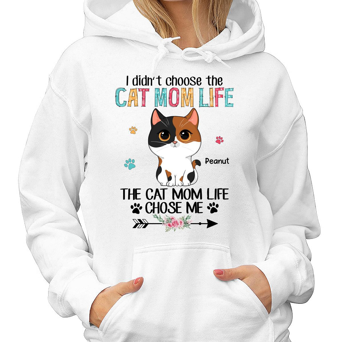 Cat Mom Life Chose Me Cute Cat Vector Personalized Shirt - Image 4