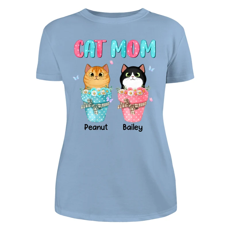 Cat Mom Peeking Cats On Flower Pot Personalized Shirt - Image 12