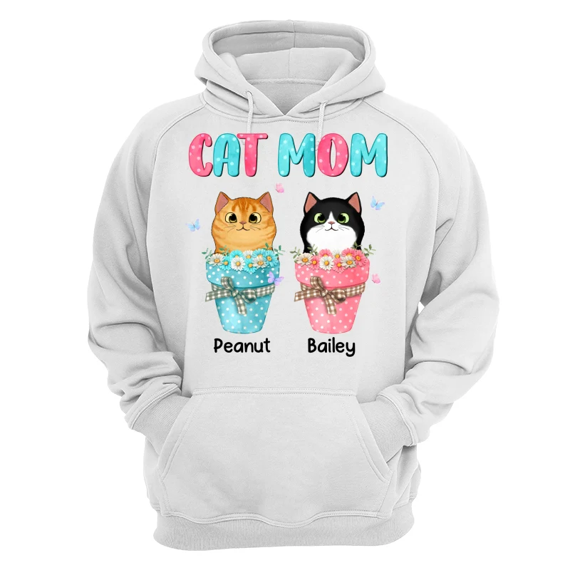 Cat Mom Peeking Cats On Flower Pot Personalized Shirt - Image 13