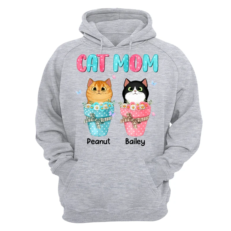 Cat Mom Peeking Cats On Flower Pot Personalized Shirt - Image 14