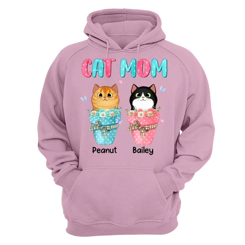 Cat Mom Peeking Cats On Flower Pot Personalized Shirt - Image 15