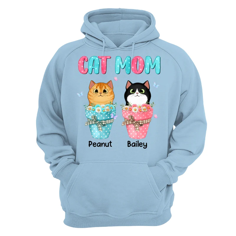 Cat Mom Peeking Cats On Flower Pot Personalized Shirt - Image 16