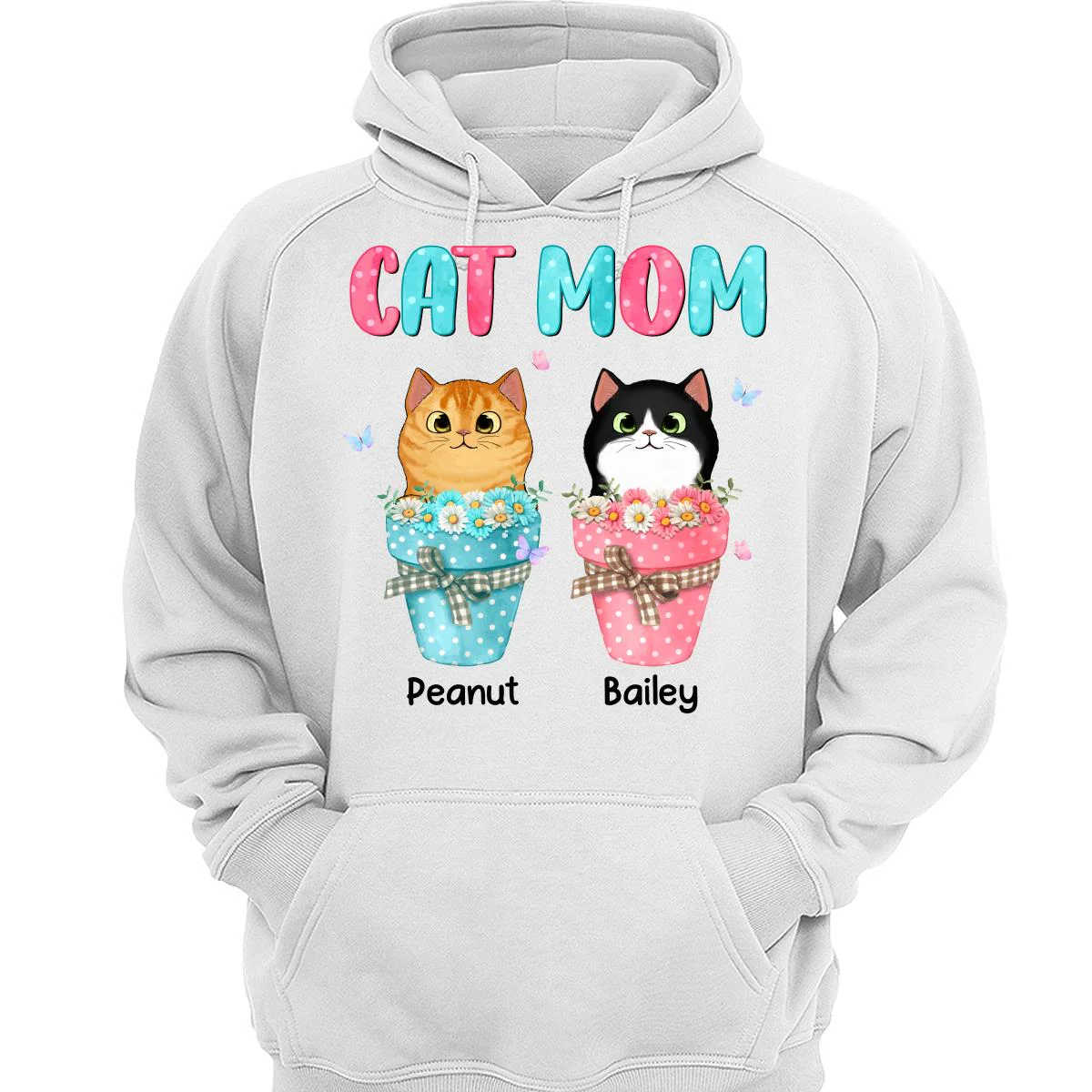 Cat Mom Peeking Cats On Flower Pot Personalized Shirt - Image 3