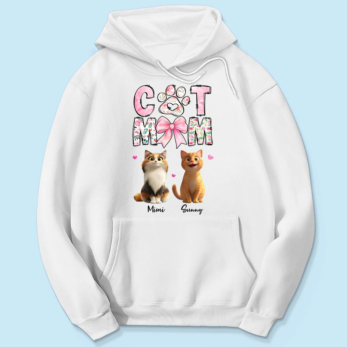 Cat Mom Pink Coquette Personalized Shirt, Cartoon Cute Cat, Gift for Cat Moms - Image 8