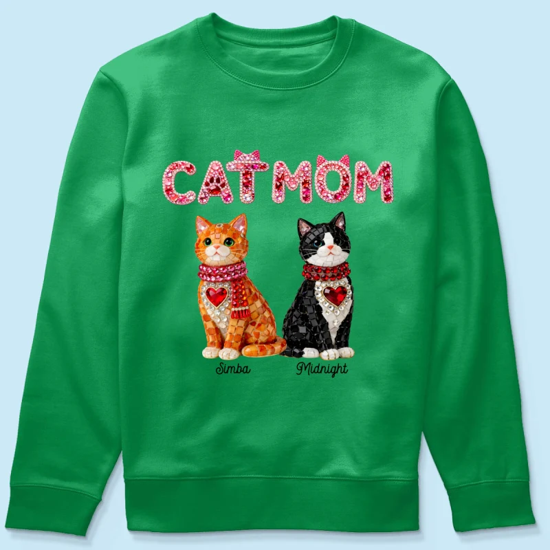Cat Mom Shiny Pattern - Personalized Shirt - Unique Valentine's Day Gift for Cat Moms - Image 69