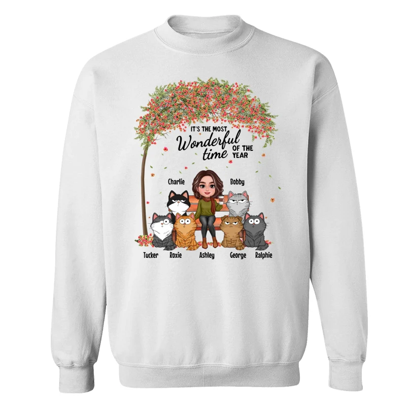 Cat Mom Sitting Under Tree Funny Cats Expressions Personalized Shirt - Image 17
