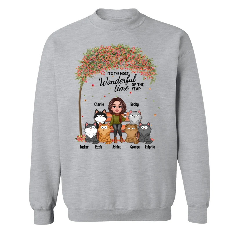 Cat Mom Sitting Under Tree Funny Cats Expressions Personalized Shirt - Image 18