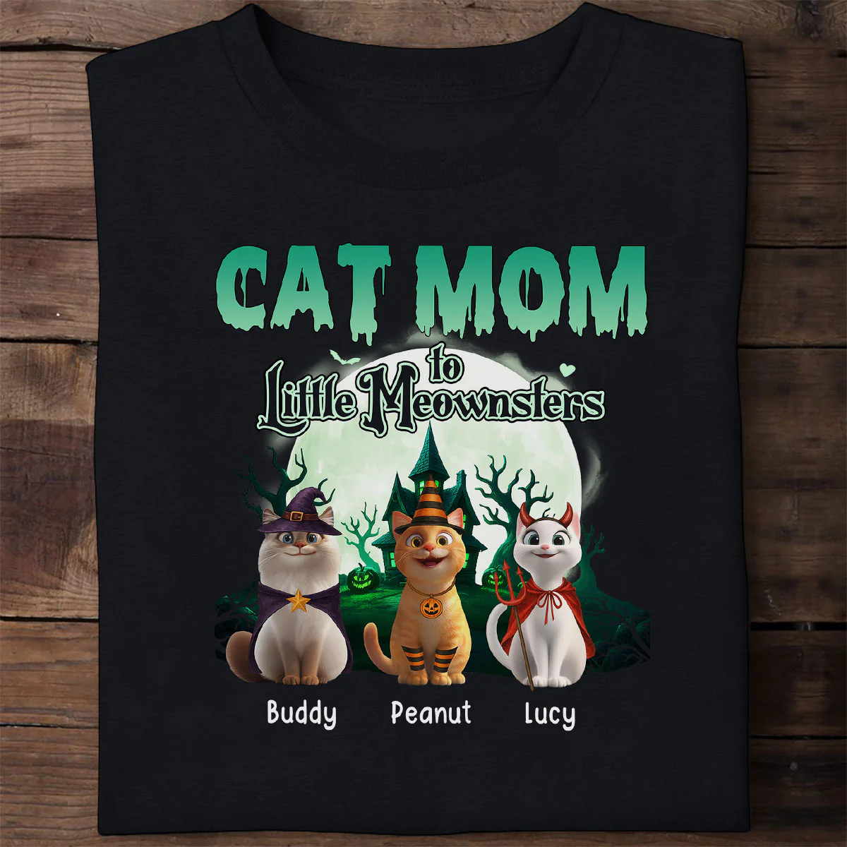 Cat Mom to Little Meownsters Personalized Shirt, Halloween Shirt for Cat Moms - Image 6