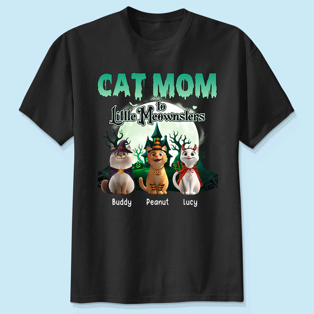 Cat Mom to Little Meownsters Personalized Shirt, Halloween Shirt for Cat Moms - Image 7