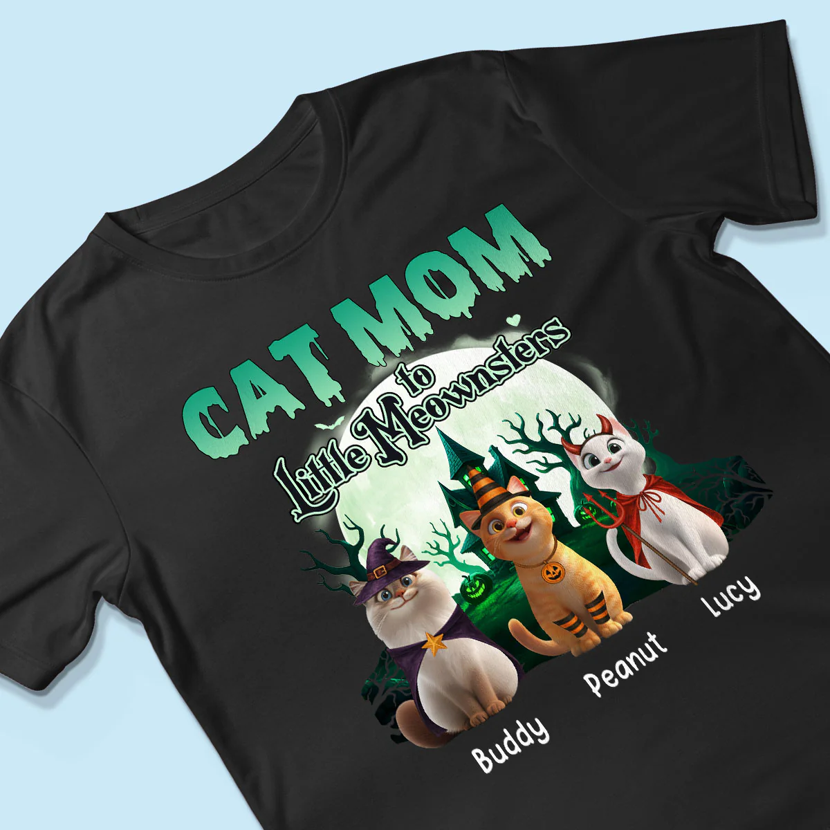 Cat Mom to Little Meownsters Personalized Shirt, Halloween Shirt for Cat Moms - Image 9