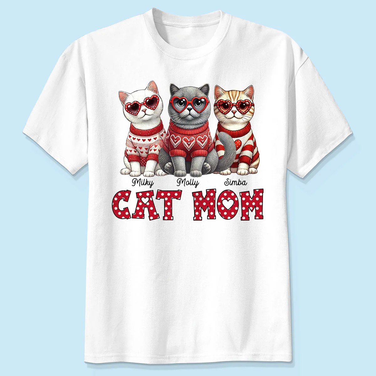 Cat Mom Pattern Personalized Shirt, Gift for Cat Moms - Image 4