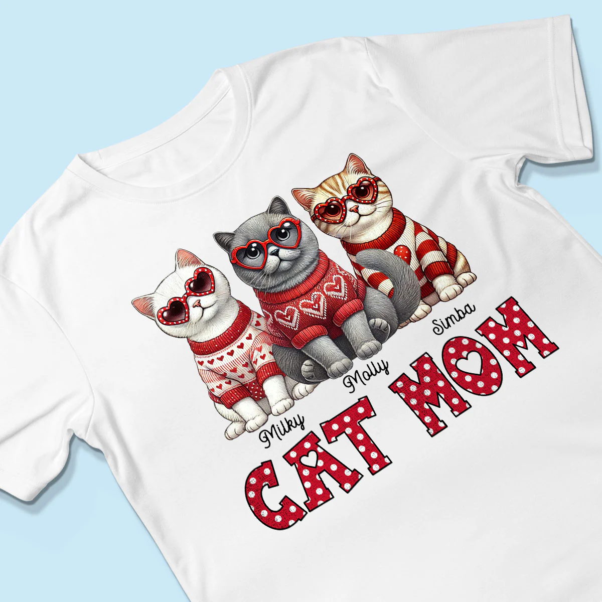 Cat Mom Pattern Personalized Shirt, Gift for Cat Moms - Image 6