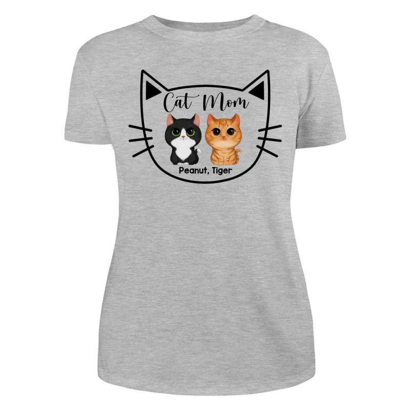 Cat Mom Watercolor Cute Cats Cat Face Shape Personalized Shirt - Image 10