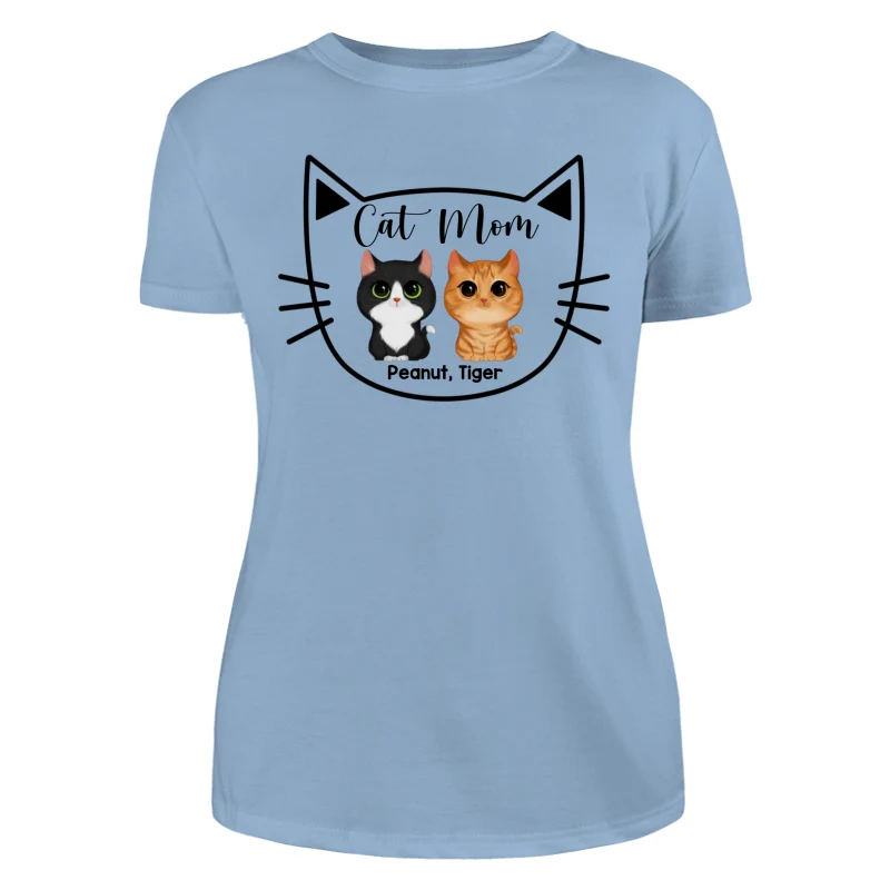 Cat Mom Watercolor Cute Cats Cat Face Shape Personalized Shirt - Image 12