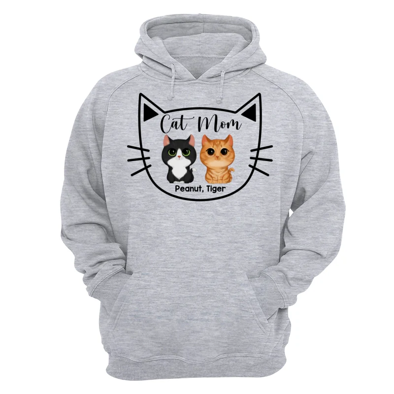 Cat Mom Watercolor Cute Cats Cat Face Shape Personalized Shirt - Image 14