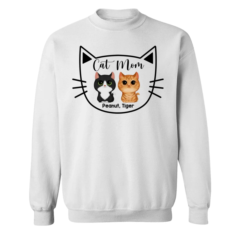 Cat Mom Watercolor Cute Cats Cat Face Shape Personalized Shirt - Image 17
