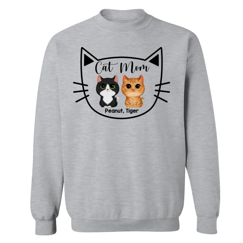 Cat Mom Watercolor Cute Cats Cat Face Shape Personalized Shirt - Image 18