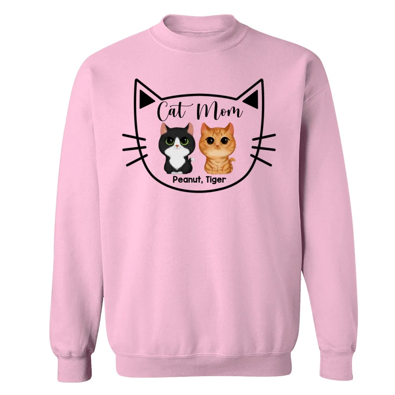 Cat Mom Watercolor Cute Cats Cat Face Shape Personalized Shirt - Image 19
