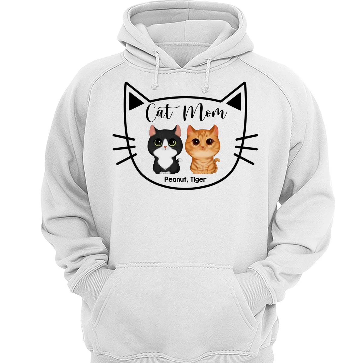 Cat Mom Watercolor Cute Cats Cat Face Shape Personalized Shirt - Image 3