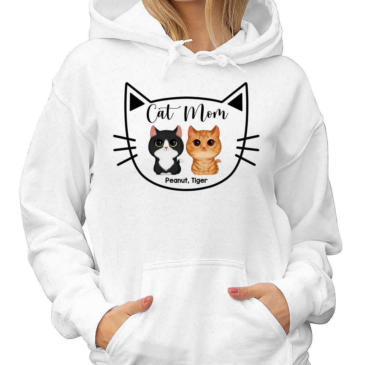 Cat Mom Watercolor Cute Cats Cat Face Shape Personalized Shirt - Image 4
