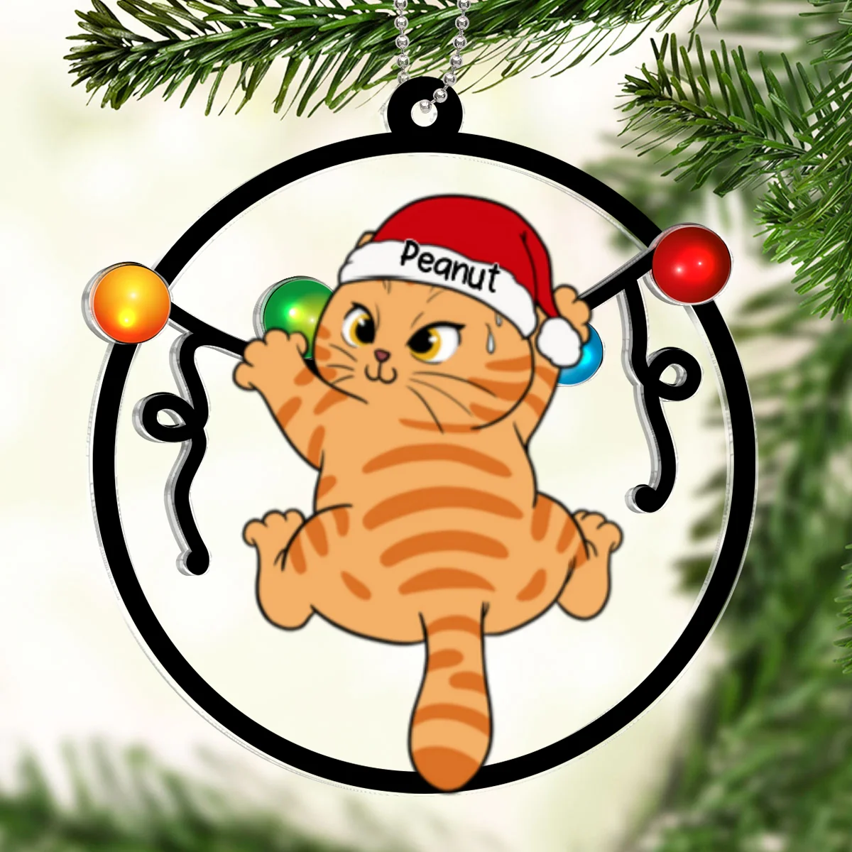Cat Swinging Christmas Lights Personalized 2-Layer Acrylic Ornament, Christmas Decoration - Image 11