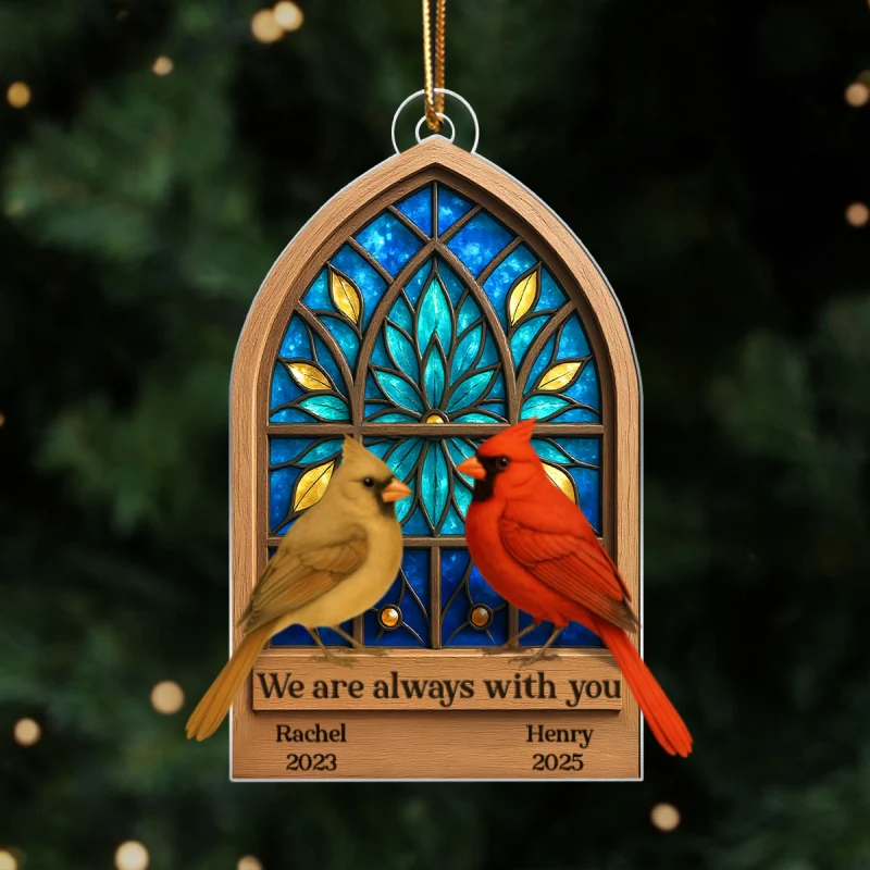 Cathedral Window Cardinal Always with You Personalized Acrylic Ornament, Meaningful Memorial Sympathy Gift - Image 8