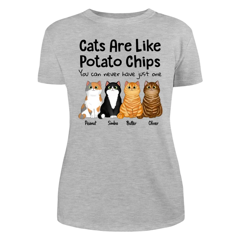 Cats Are Like Potato Chips Fluffy Cat Gift For Cat Lover Personalized Shirt - Image 10