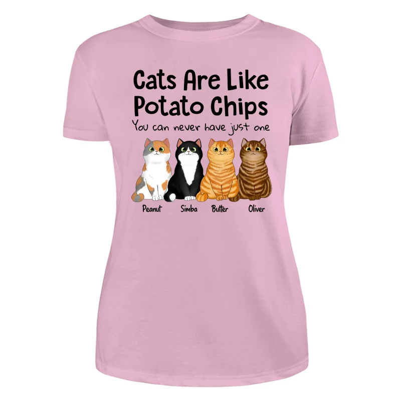 Cats Are Like Potato Chips Fluffy Cat Gift For Cat Lover Personalized Shirt - Image 11