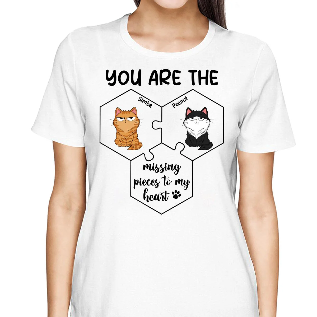 Cats Funny Expression Missing Pieces To My Heart Personalized Shirt - Image 2