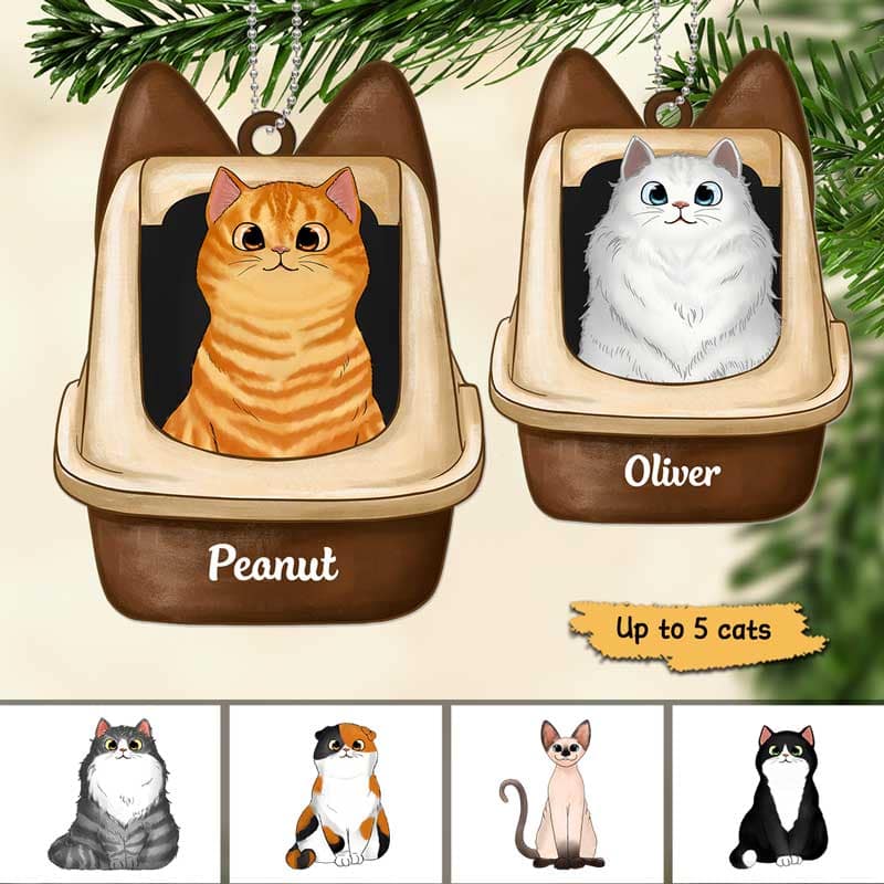 Cats In Litter Box Personalized Acrylic Ornament - Image 3