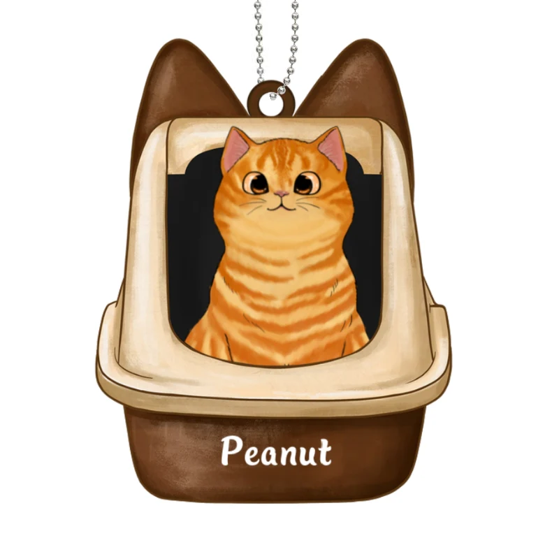 Cats In Litter Box Personalized Acrylic Ornament - Image 4