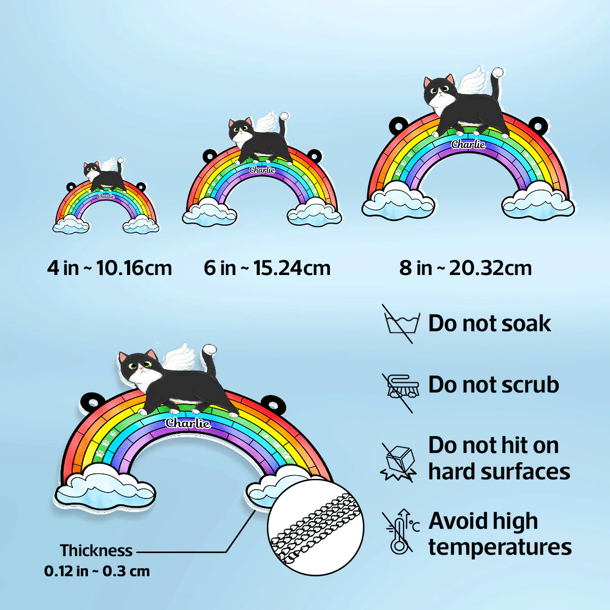 Cats Loss Memorial Rainbow Bridge Personalized Suncatcher Ornament - Image 6