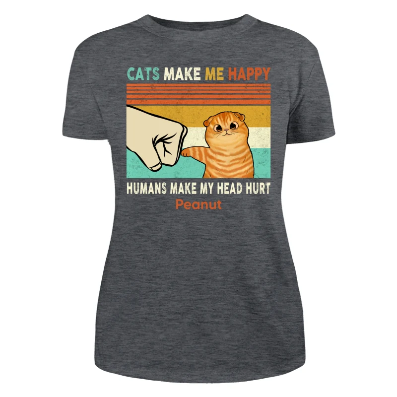 Cats Make Me Happy Fluffy Cat Personalized Shirt - Image 10