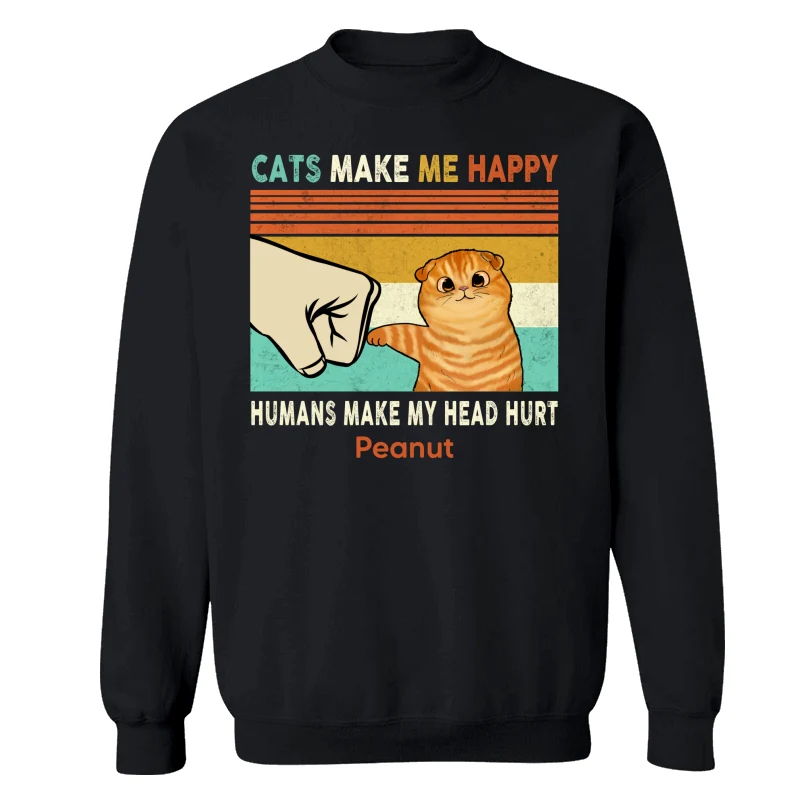Cats Make Me Happy Fluffy Cat Personalized Shirt - Image 11