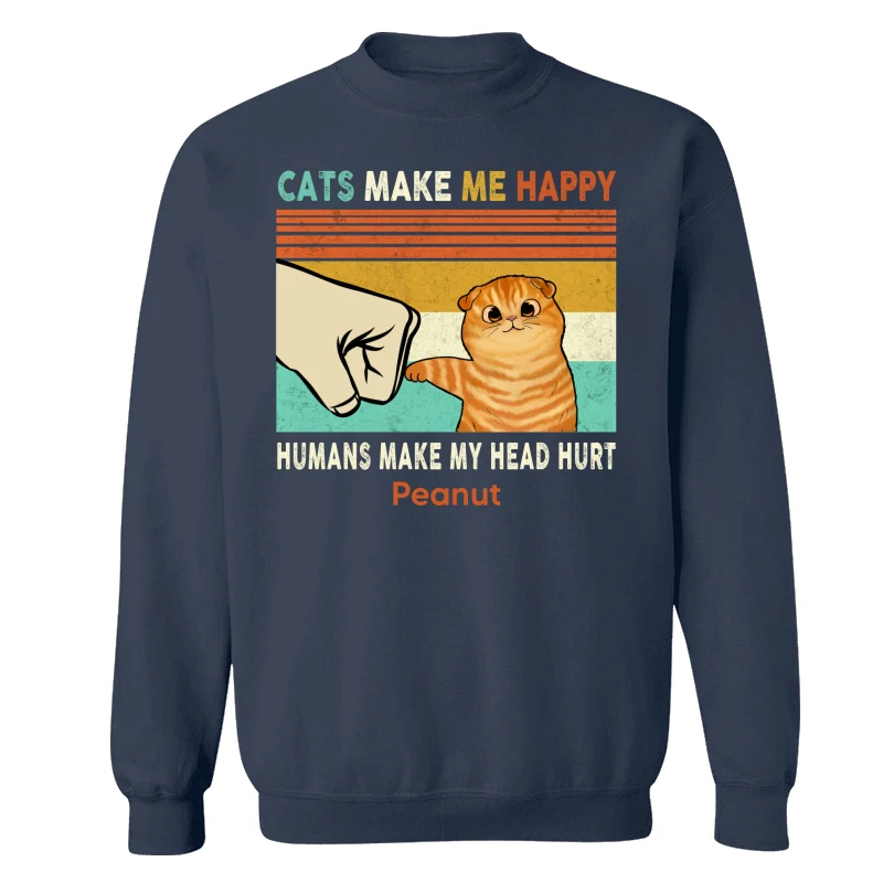 Cats Make Me Happy Fluffy Cat Personalized Shirt - Image 12