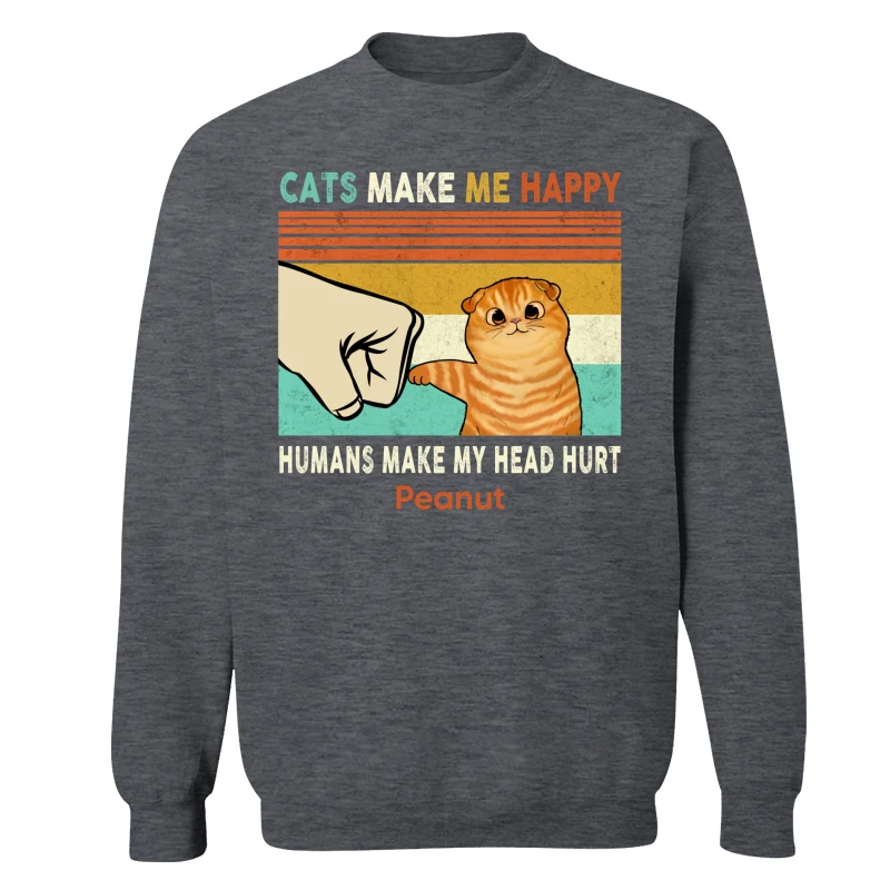 Cats Make Me Happy Fluffy Cat Personalized Shirt - Image 13