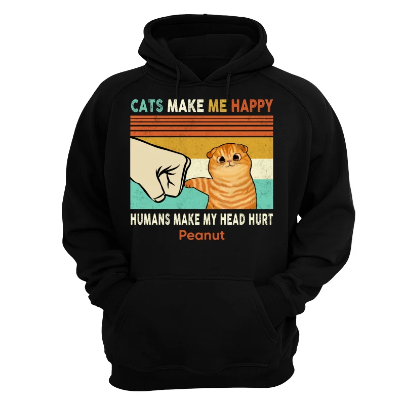 Cats Make Me Happy Fluffy Cat Personalized Shirt - Image 14