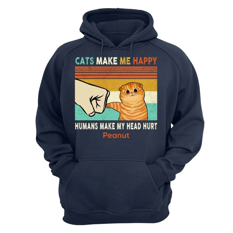 Cats Make Me Happy Fluffy Cat Personalized Shirt - Image 15