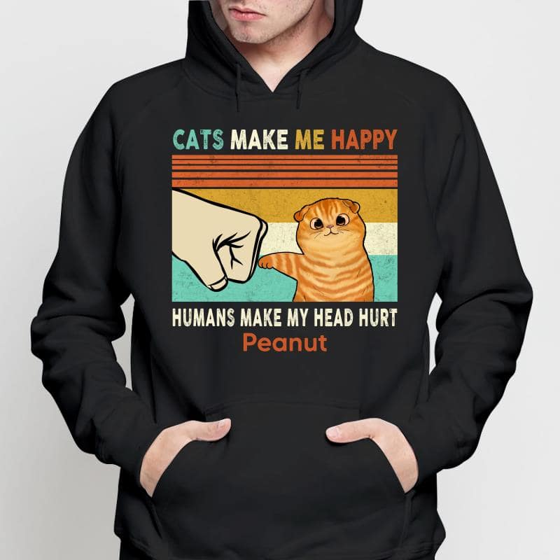 Cats Make Me Happy Fluffy Cat Personalized Shirt - Image 4