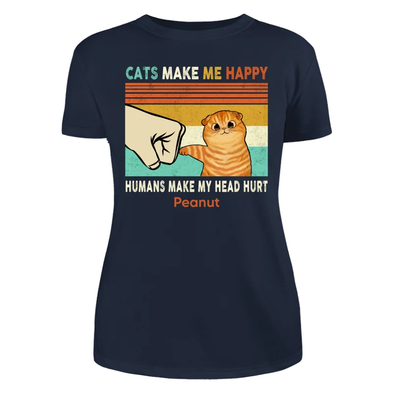 Cats Make Me Happy Fluffy Cat Personalized Shirt - Image 9