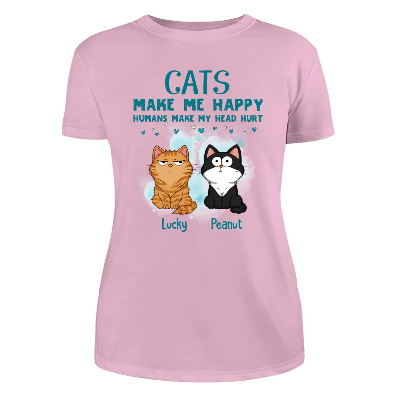 Cats Make Me Happy Funny Cats Expressions Personalized Shirt - Image 11