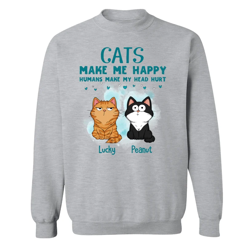 Cats Make Me Happy Funny Cats Expressions Personalized Shirt - Image 18