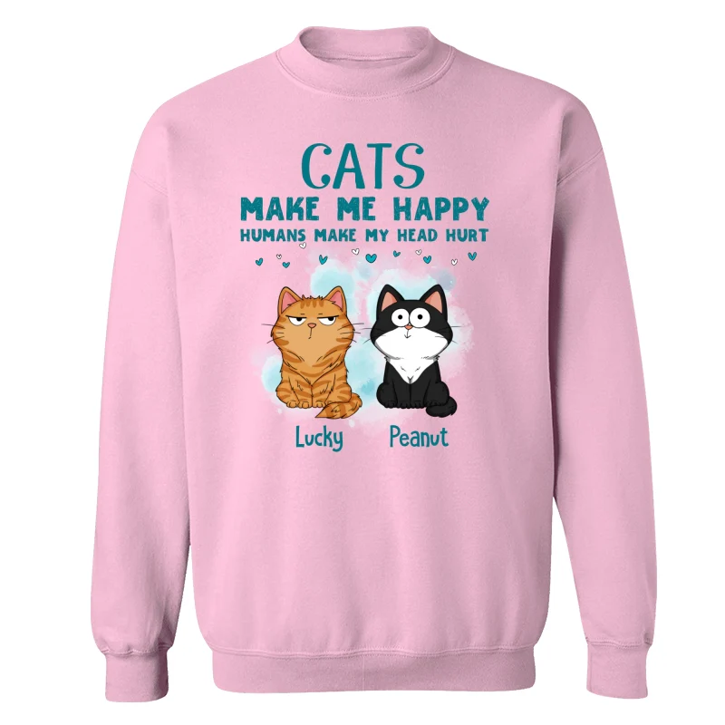 Cats Make Me Happy Funny Cats Expressions Personalized Shirt - Image 19