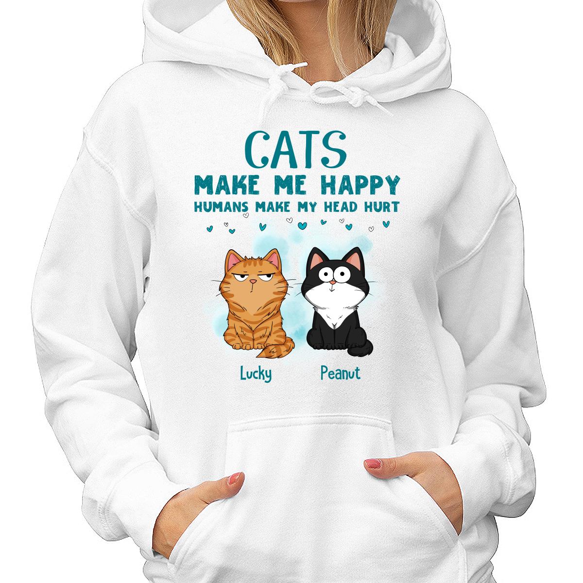 Cats Make Me Happy Funny Cats Expressions Personalized Shirt - Image 4