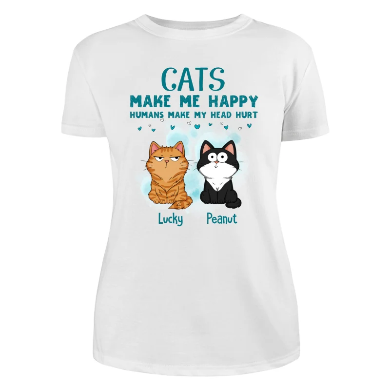 Cats Make Me Happy Funny Cats Expressions Personalized Shirt - Image 9