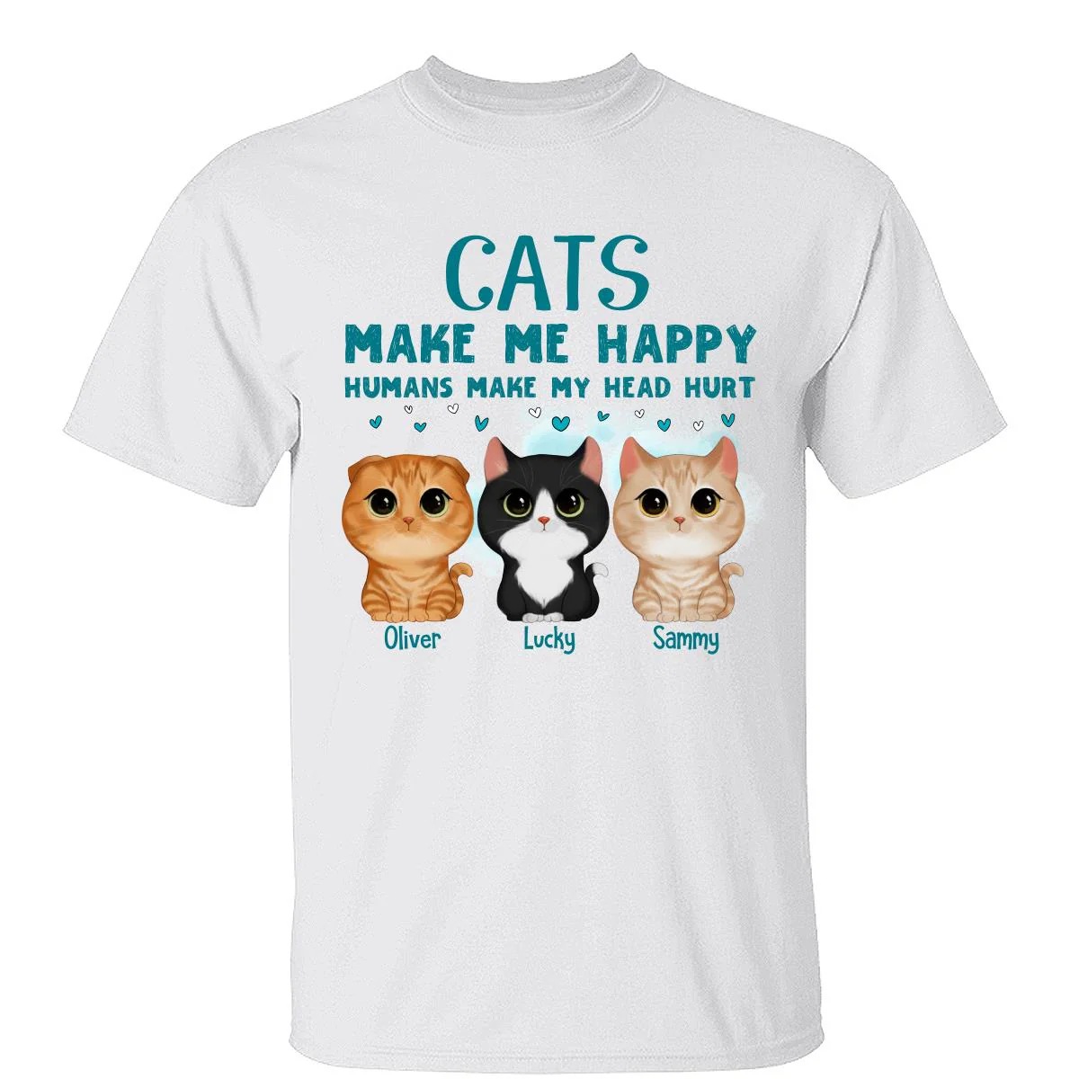Cats Make Me Happy Watercolor Cute Cats Personalized Shirt