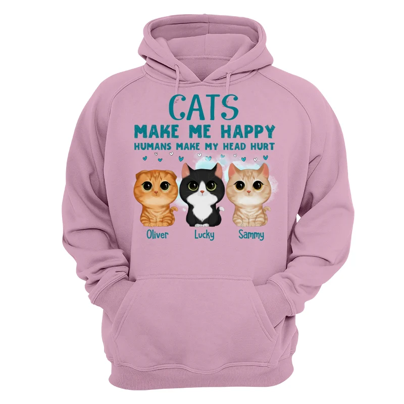 Cats Make Me Happy Watercolor Cute Cats Personalized Shirt - Image 15