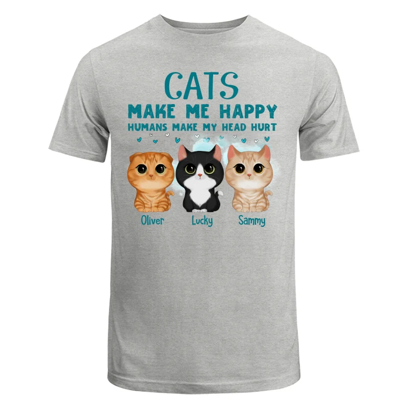 Cats Make Me Happy Watercolor Cute Cats Personalized Shirt - Image 6