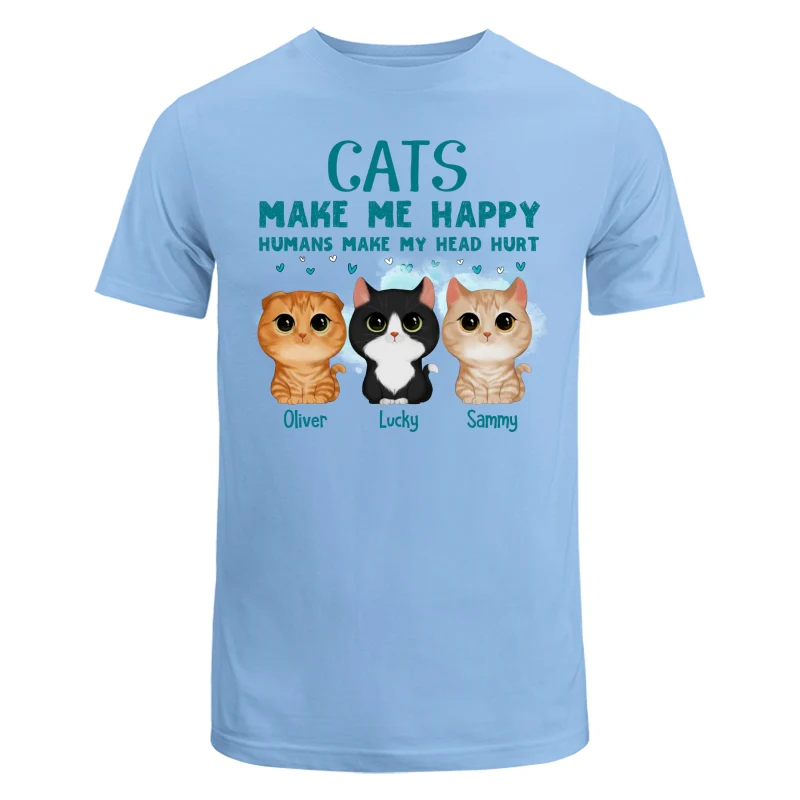 Cats Make Me Happy Watercolor Cute Cats Personalized Shirt - Image 8